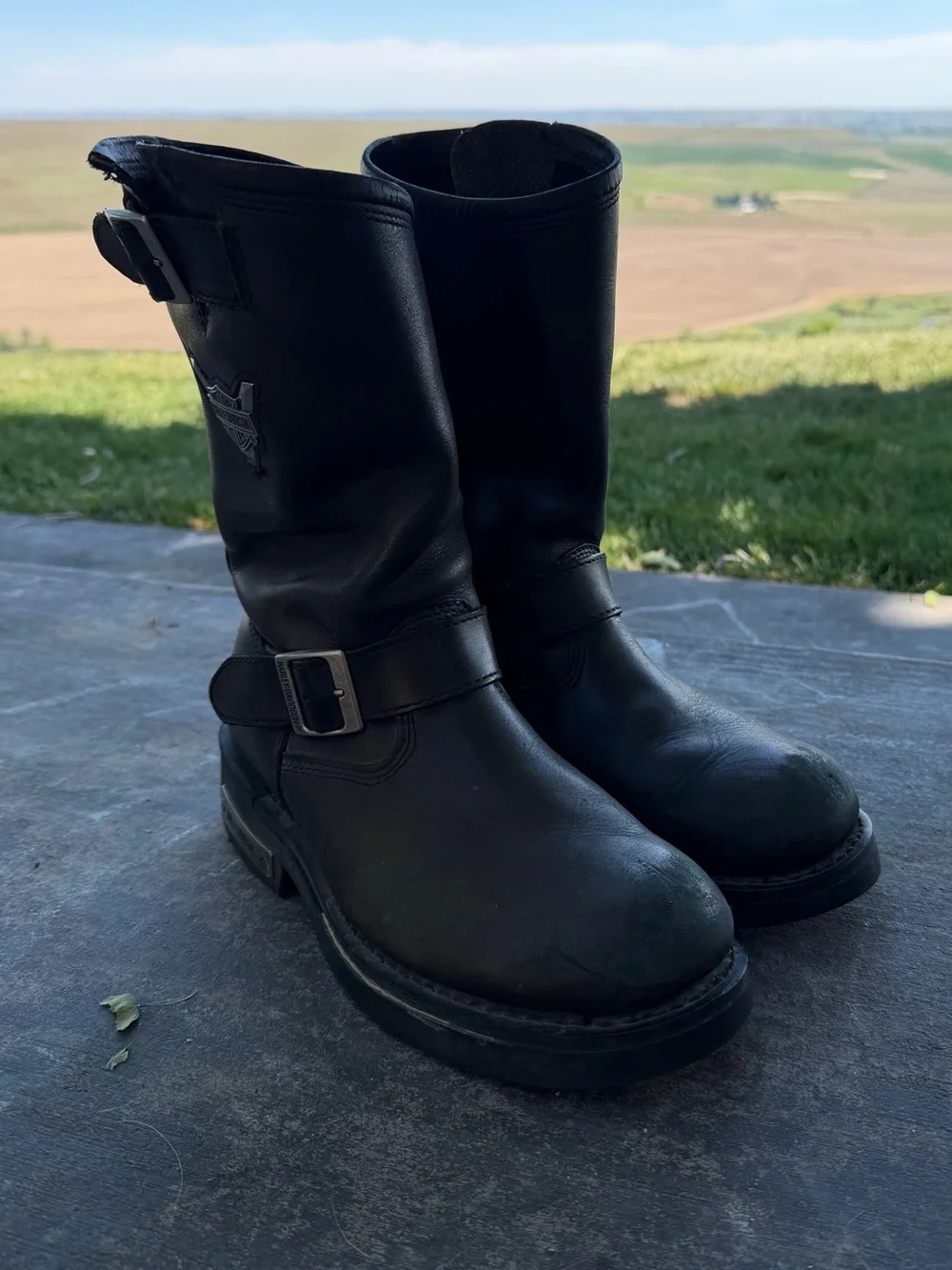 Harley-Davidson Black Leather Motorcycle Engineer Boots